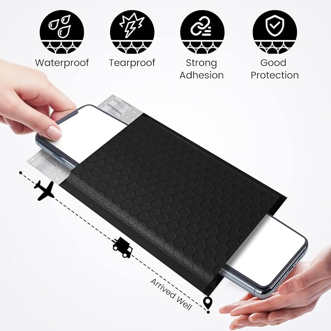 Fuxury Black Bubble Mailers 4x8" Padded Envelopes 1000Pack Strong Adhesion Thick Padded Mailers for Small Business Mailing Small Items,Jewelry,Makeup