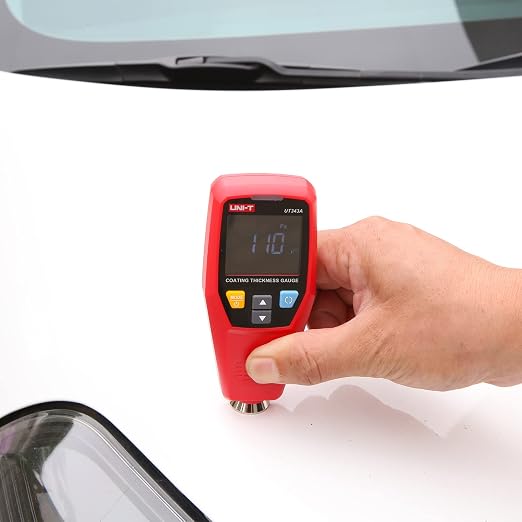 UNI-T UT343A Car Paint Thickness Gauge Tester Coating Meter Paint Checker, um/mil, 0~1750um F/NF Detection, Resolution 0.01mils, EBTN Display