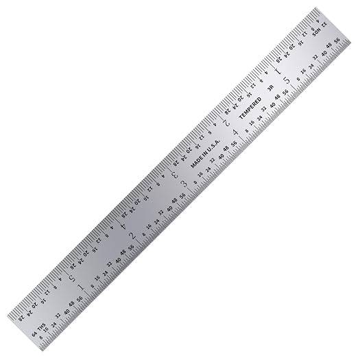 PEC Tools Made in USA Machinist Rule, 6" Rigid Steel Rule (5 Pack), Satin Chrome Finish, Markings 1/32", 1/64", 1/10", 1/50",
