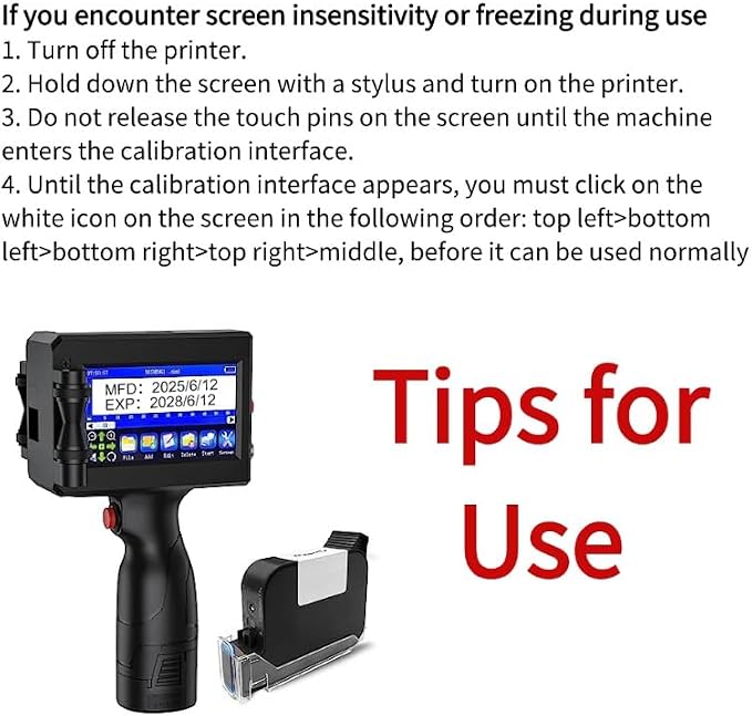 Handheld Inkjet Printer Gun PT3000 Printing Height 0.08-0.5Inch Inkjet Coder with Original Fast-Drying Ink for Text QRCode/Barcode/Batch Number/Label/Image/Date Printer with Touch Screen