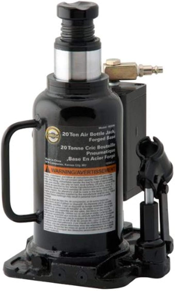 Omega 18204C Black/White Air Actuated Bottle Jack - 20 Ton Capacity