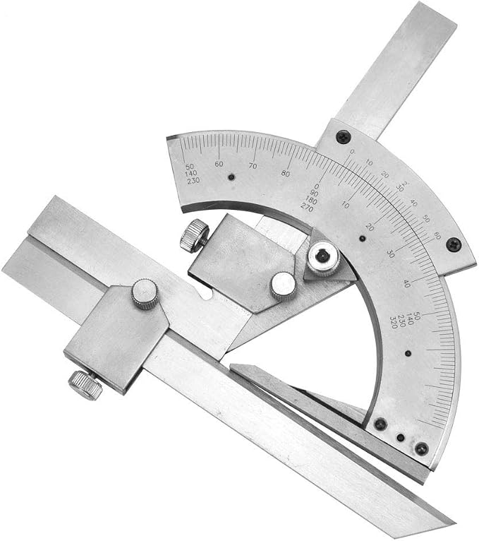 Walfront Universal Carbon Steel Vernier Bevel Protractor 0-320° Exactness Angle Measuring Ruler Tools for Woodworking/Carpenter/Construction Carbon Steel DIY Accuracy 0.02