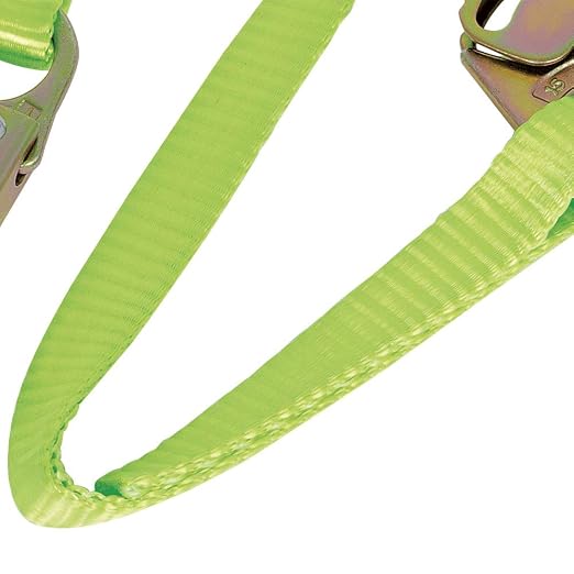 Peakworks Restraint Lanyard with Snap & Form Hooks - Lightweight, 1" Wide Heavy Duty Polyester Webbing, Hi-Vis Green - Use for Inspection Work, Construction, Demolition & Maintenance - 6 Ft Length