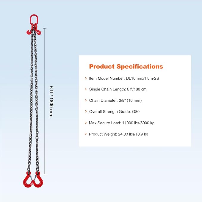 VEVOR Chain Sling with 2 Leg Grab Hooks