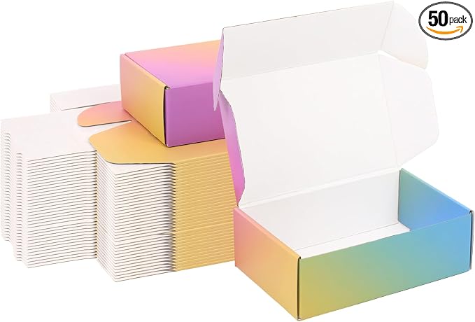 Shipping Boxes Small 6x4x2", 50 Pack Colorful Cardboard Mailer Boxes, Mailing Boxes for Packaging Small Business
