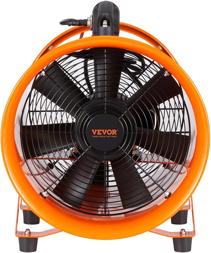 VEVOR Air Mover Blower Fan 10 Inch, 1893CFM 380W with 33ft Flexible Duct, Industrial Portable Ventilator Blower/Exhaust