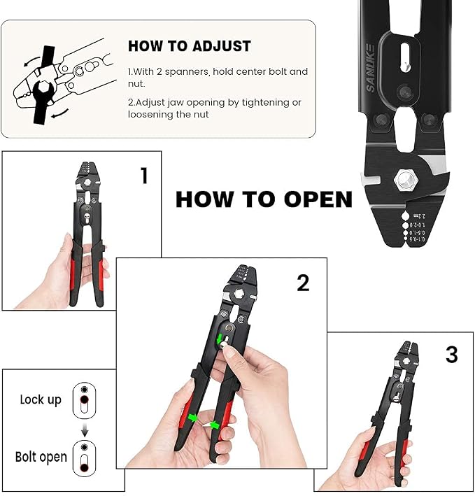 Sanuke Wire Rope Crimping Tool for 1/8 1/16 5/64 inch Aluminum Crimping Loop Sleeves Kit with 210pcs Aluminum Crimping Loop Sleeve and 10pcs Stainless Steel Thimble