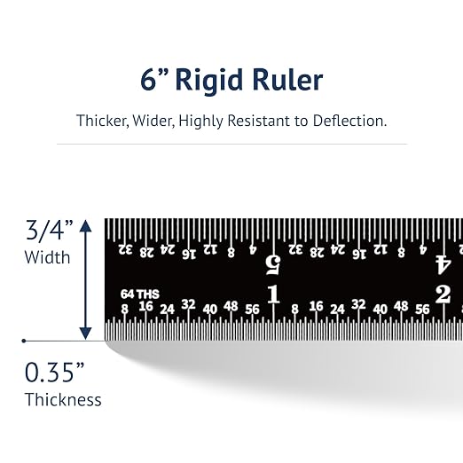 PEC Tools 6" Metal Rule, Designed for High-Accuracy Industrial Environments, Made in USA