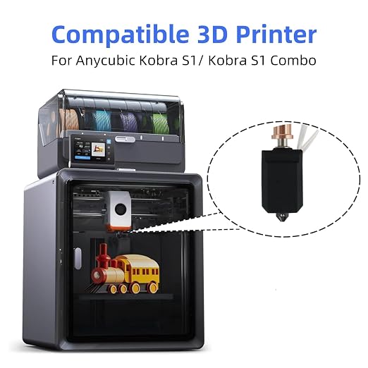 4 Pack Ceramic Hotend Kit for Anycubic Kobra S1 Combo - 0.25/0.4/0.6/0.8MM Extruder Hotend Kit & 2 Extra Hardened Steel Nozzle 200K Thermistor High Temperature Heater Block for Anycubic Kobra S1