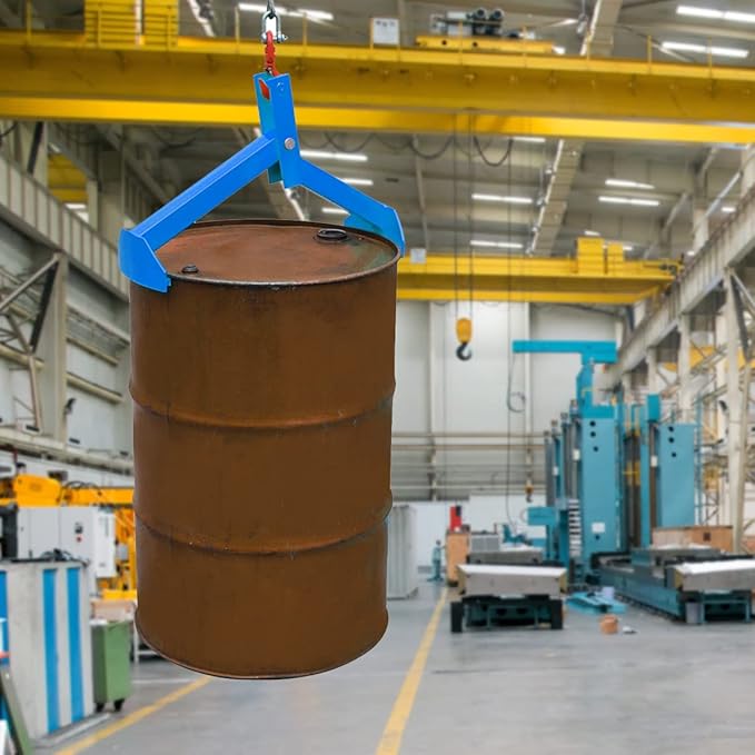 Drum Lifter - Vertical Drum Clamp for Quick and Easy Loading/Unloading of 55 Gallon Steel Drums, 1100lb. Capacity, Rugged All-Steel Construction, Narrow Profile for Overpack Drum Placement