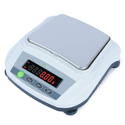 U.S. Solid Analytical Balance, 2000g/4.4lb x 0.01g Digital Precision Scale, Piece Counting, g/ct/oz/lb, 6.2" x 5" Rectangular Pan, 100-240V AC & 4xDC 1.5V Battery, Kitchen, Jewelry, Scientific Use