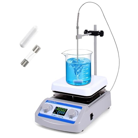 6 inch Magnetic Stirrer Hot Plate with Temp Probe Holder - Ceramic Coated Lab Stirrers, 300°C (572°F), 2000 RPM, Max 5L Capacity, 110V 500W, LED Digital Display, Includes Stir Bar & Fuse