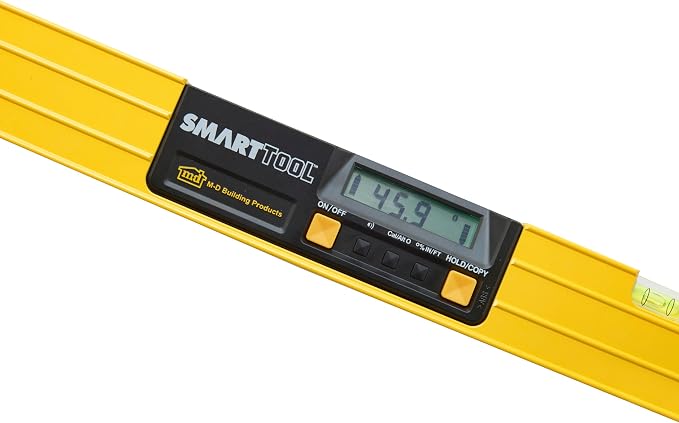 M-D Building Products 92296 SMARTTOOL® 48 Inch Digital Level: Precision Measurement with LCD Screen, Audible Alerts, Water Resistance, High Visibility, and Heavy-Duty Aluminum Frame