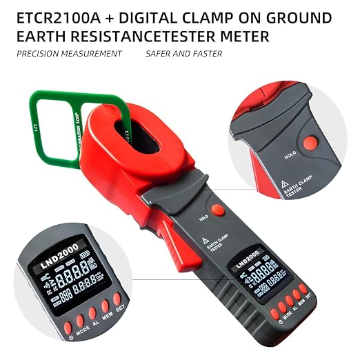 0.01‑200Ω Clamp Grounding Resistance Meter Handheld Digital Ground Earth Resistance Tester Testing Device