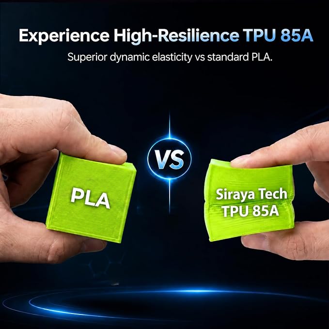 Siraya Tech Flex TPU Filament - 85A Shore, ISO 10993 Tested, High Flexibility & Toughness, High Flow & Speed, Moisture-Resistant Aluminum Bag - for Footwear, Wearables, Protective Gear (Green, 1kg)