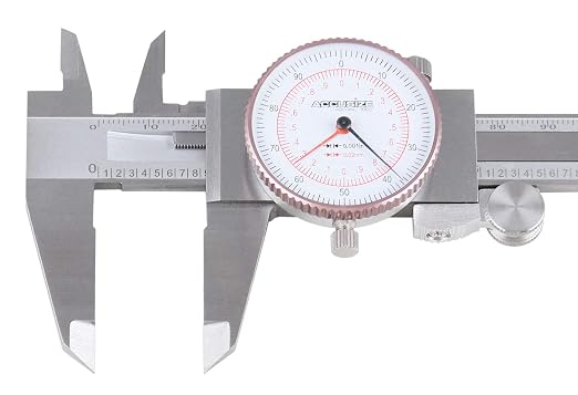 Accusize Industrial Tools 0-6''/0-150 mm by 0.001''/0.02 mm Inch/Metric Dual Needle Precision Dial Caliper Stainless Steel, P920-S236 | 0.001 in/0.02 mm Resolution, +/-0.001 in/0.03 mm Accuracy, Hardened Stainless Steel, 4-Way Measuring