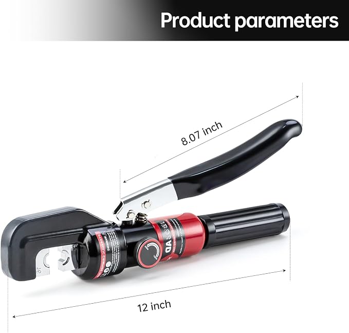 Hydraulic Crimping Tool and Cable Cutter Hydraulic Cable Lug Crimper 8 US TON 12 AWG to 00 (2/0) Electrical Terminal Cable Wire Tool Kit with 9 Die