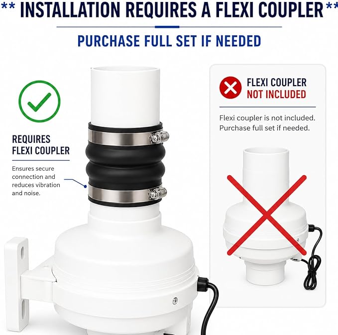 4 inch Radon Mitigation Fan 4" – 190 CFM Quiet Inline Duct Fan | IP67 Waterproof, 58 W Energy‑Saving Motor – Easy Install Indoor/Outdoor Radon Exhaust System