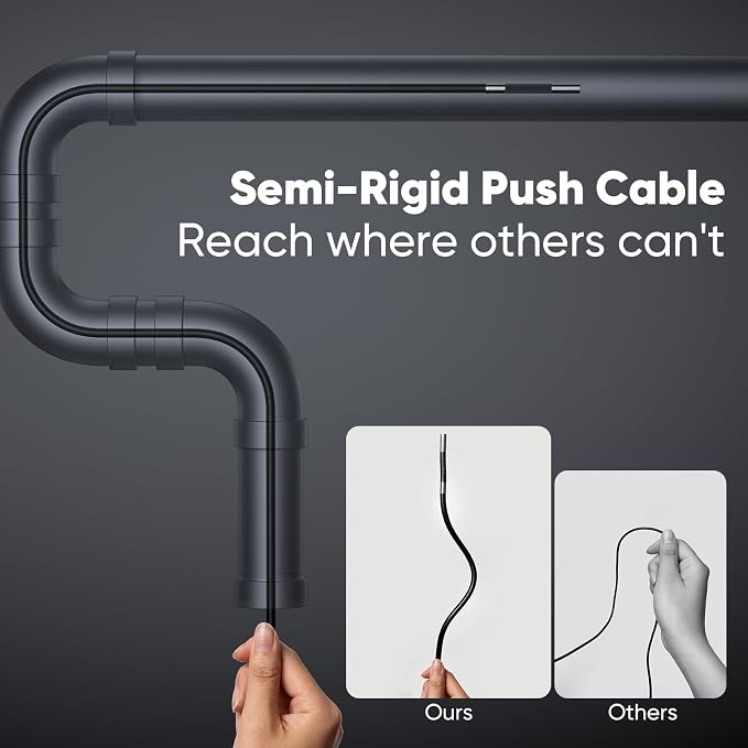 T Takmly Two-Way Articulating Borescope with Light, 210° Steerable 1080P Endoscope Camera, 0.23inch Semi-Rigid Snake Scope, 4.3" IPS Screen, 32GB, 5.5FT for Automotive Engine HVAC Wall Mechanics