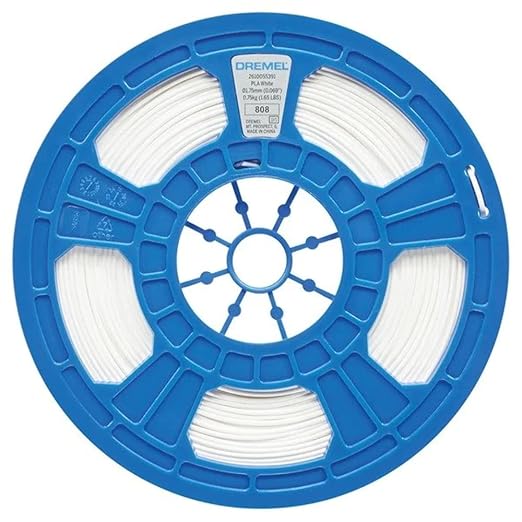 Dremel DigiLab PLA-WHI-01 3D Printer Filament, 1.75 mm Diameter, 0.75 kg Spool Weight, Color White, RFID Enabled, New Formula and 50 Percent More per Spool