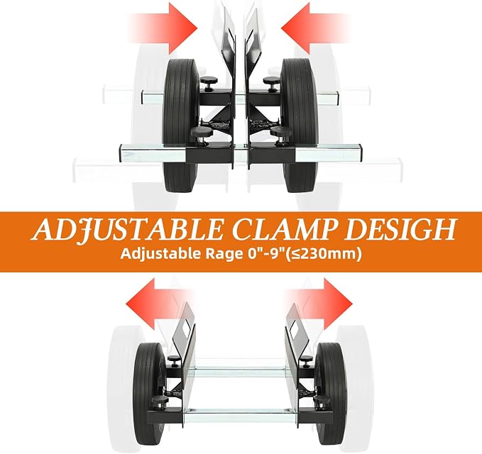 AIWFL Panel Dolly Heavy Duty Door Cart 1100LBS Capacity Adjustable Drywall Mover with 10" Solid Wheels Panel Cart for Drywall Sheet Material Handling All Terrain Slab Dolly Black