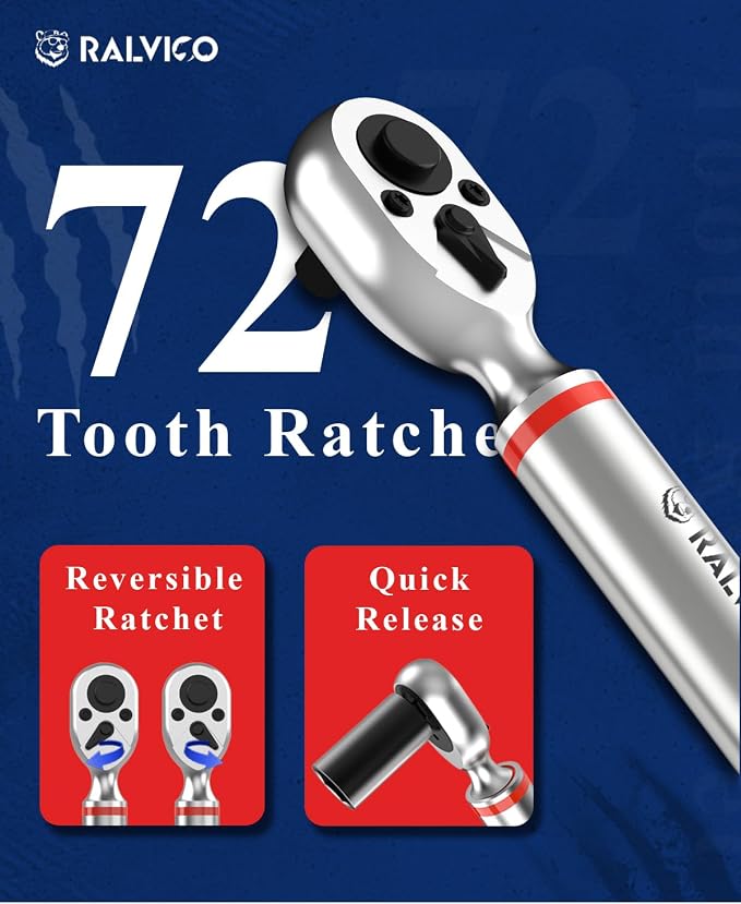 1/2 Drive Digital Torque Wrench ±2% Accuracy 4 Unit For Car Repair | 12.54-250.7ft-lb (17-340 N.m)，4 Unit: N·m, in-lb, ft-lb, kg·m，Extended Design：26.5”，Peak & Track Modes，LED & Buzzer Alarm
