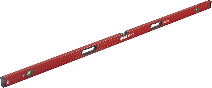 SOLA LSB72 Big Red Aluminum Box Beam Level with 3 60% Magnified Vials, 72-Inch