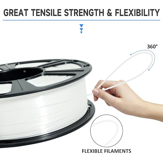 GIANTARM 3D Printer Filament, Silk White Pla Filament, 1Kg(2.2lbs) Spool, 1.75mm Dimension Accuracy +/- 0.03mm, 3D Printing Filament