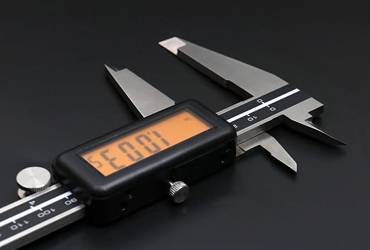 Accusize Industrial Tools Digital Caliper, 12 in/300 mm, 1110-1838 | 300 mm/12 in Range, 0.01 mm/0.0005 in Resolution, ±0.03 mm Accuracy, Metric/Inch, Yellow LCD