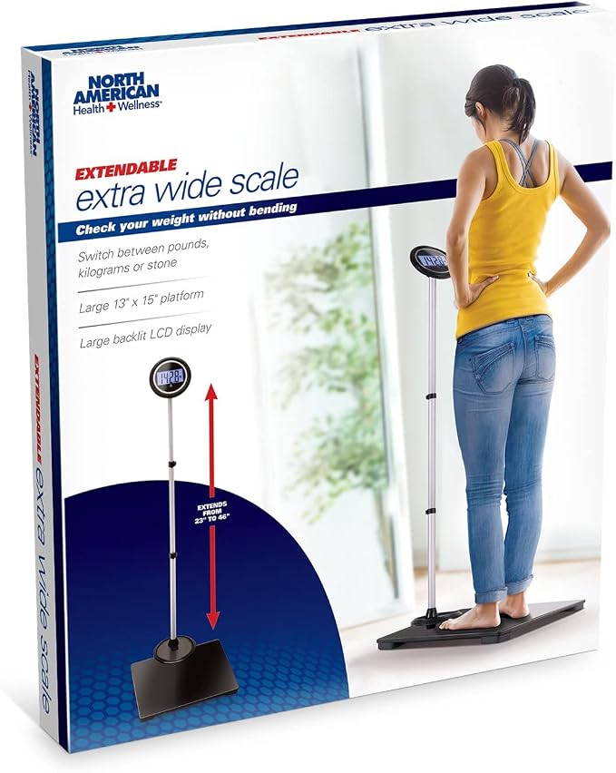 Jobar International Digital Body Weight Bathroom Scale with Extendable Display - Supports Up to 550 lbs.