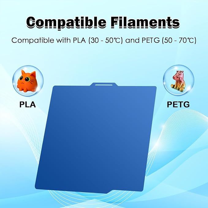 for P2S/X2D/P1S/P1P/X1/X1C/X1E/A1 Cool Build Plate No Heating No Glue 257.5x257.5mm, 3D Printer Smooth Cold PEI Double Sided Platform Surface Sheet Platform Flexible Removable Heated Bed 3D Print Mat