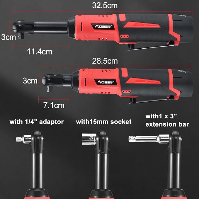 AOBEN 3/8" 40 Ft-lbs Cordless Electric Ratchet Wrench Kit with Variable Speed, Lithium Batteries