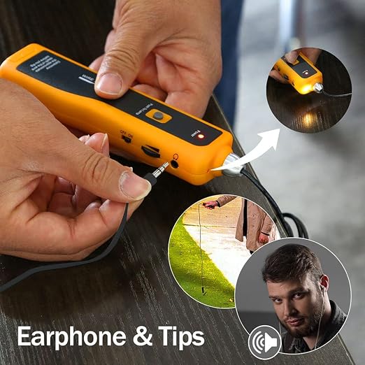 F02 Underground Cable Locator, Wire Tracer with Earphone, Cable Tester for Dog Fence Cables Irrigation Control Wires