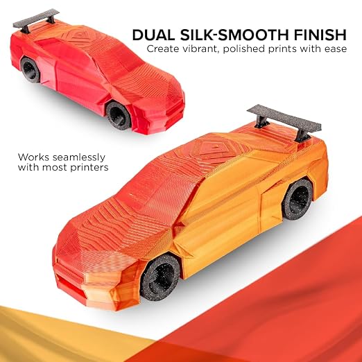 Polymaker Panchroma Dual Silk PLA Filament 1.75mm, 1kg, Sunset | Neatly Wound, High-Gloss Finish PLA(Gold-Red), Easy Print & Smooth Feeding, Compatible with Bambu Lab & Most 3D Printers