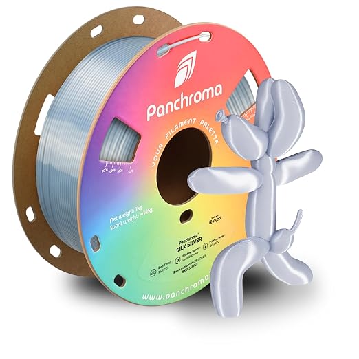 Polymaker Panchroma Silk PLA Filament 1.75mm for 3D Printing, 1kg, Silver | Neatly Wound, High-Gloss Finish PLA, Easy Print & Smooth Feeding, Compatible with Bambu Lab & Most 3D Printers