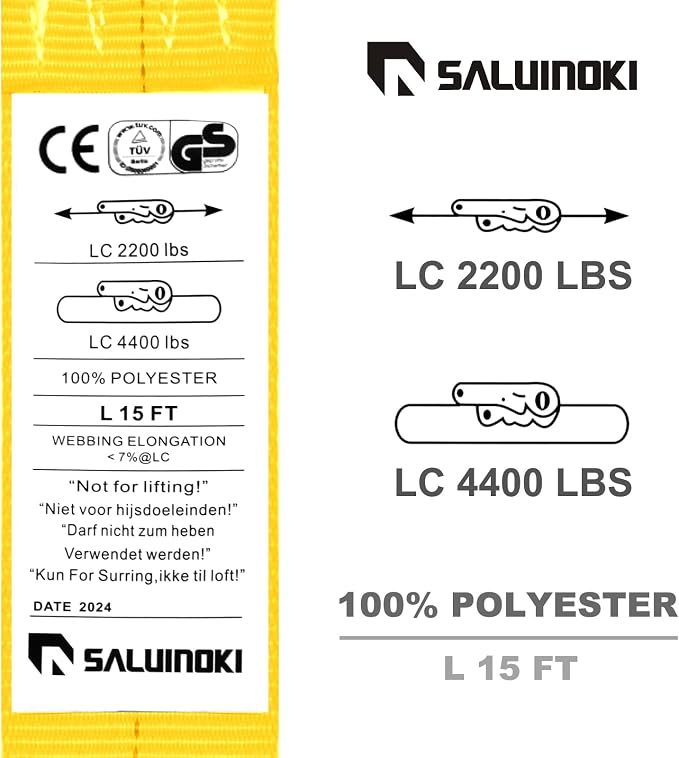 8Pack 2 inch Ratchet Straps Heavy Duty 15 ft J Hook with Anti-Loss Lock, 2 inch Tie Down Straps for Trucks, Cargo Straps Ratcheting Yellow