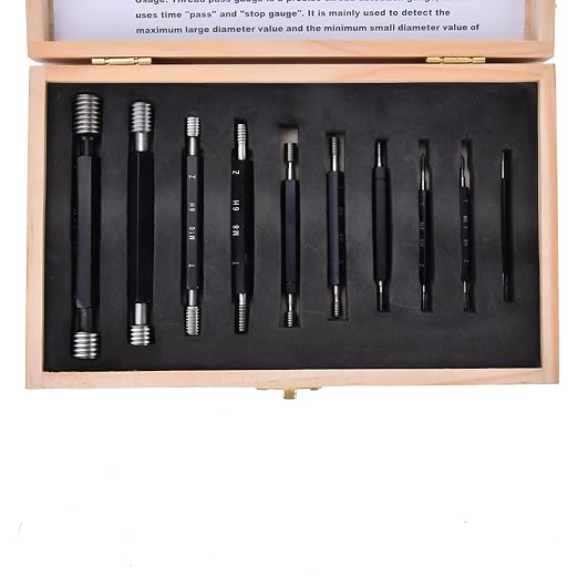 10Pcs Thread Plug Gage Double-End Through-Stop Measurement Hand Tool Thread Plug Gauge(Metric Thread)