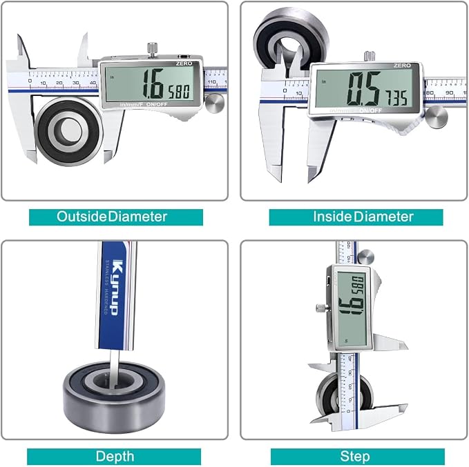 Kynup 6 Inch Caliper with Large Screen, 8 Inch Digital Caliper IP54 Measuring Tool Stainless Steel Measuring Tools