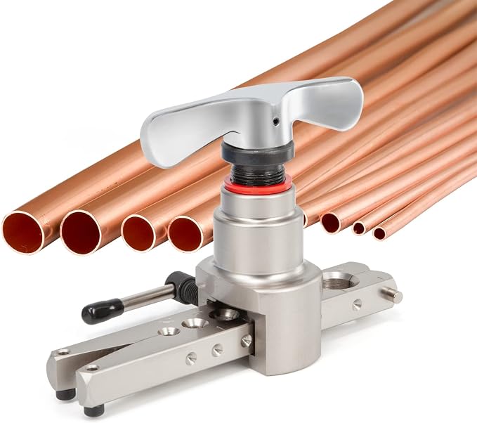 Wostore Flaring Tools Set 2 Flaring Bar for 15 Dies Sizes Eccentric Cone Refrigeration HVAC with Tube Cutter and Reamer