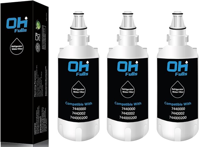 7440000 Water Filter Replacement, Compatible with Liebherr Water Filter 7440000 744000200 7440002 (3 Pack), White