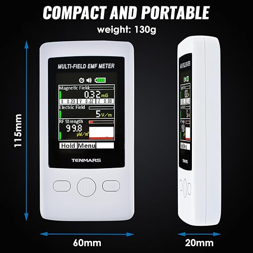 EMF Detector Multi-Field EMF Meter Pocket 2000mG Electromagnetic Electric Meter RF Field Strength Tester with Warning Indicator EMF Meter RF Gauss Meter for Home Office Industrial Site
