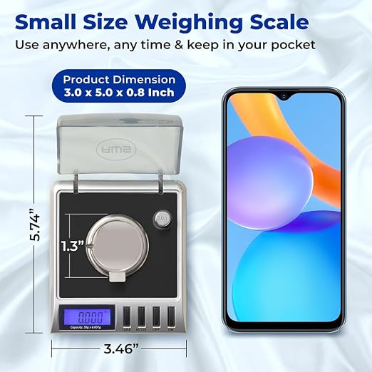AWS Gemini-50 Milligram Scale 50g x 0.001g–Digital Jewelry/Lab Scale for Powder, Gold, Gems – Includes Calibration Weights, Tweezers & Tray–Tare, Cal, 6 Units (Gemini-50g-Black)