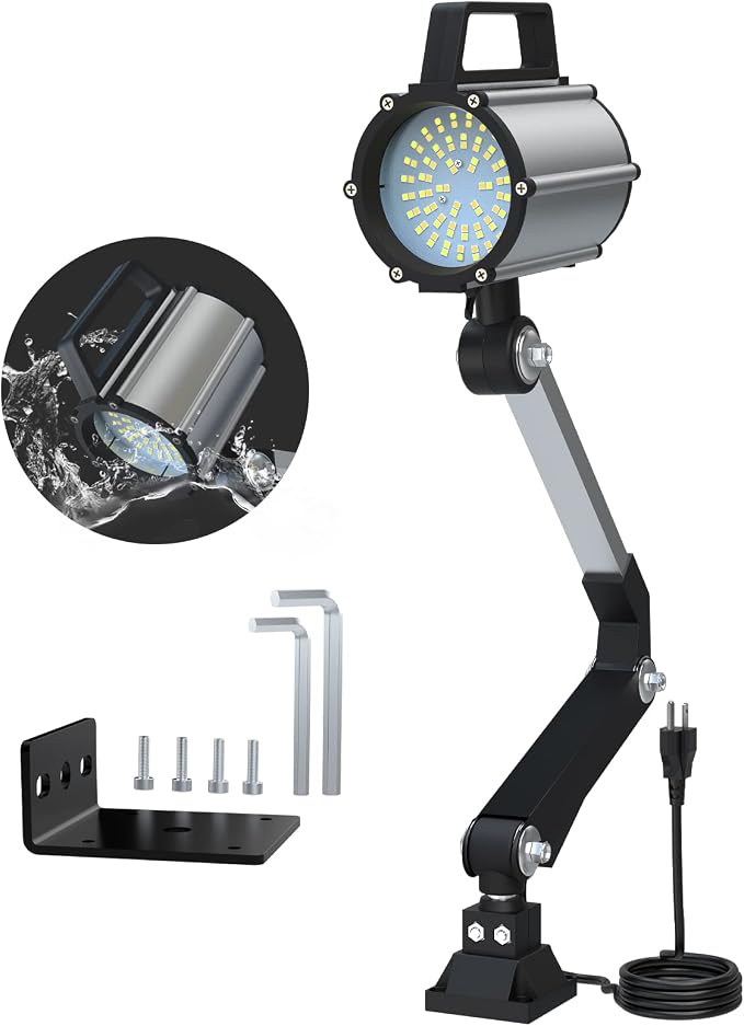 YouTeMei Led Machine Light Flex Arm Machine Lights Multipurpose Waterproof Lathe Light Drill Press Lights 18W, Warm and Cold Work Light