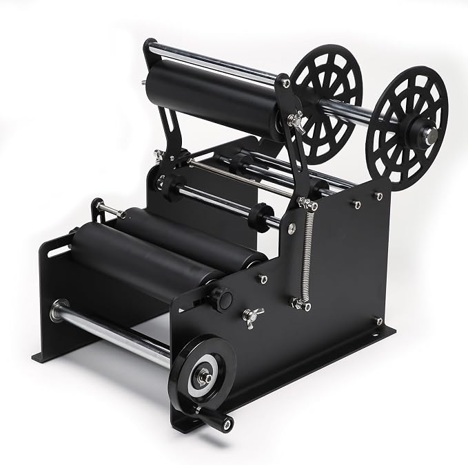 Manual Bottle Labeling Machine, Bottle Label Applicator for Round Bottles (White)