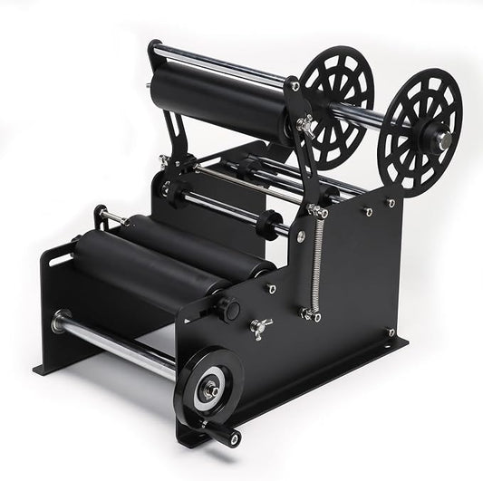 Manual Bottle Labeling Machine, Bottle Label Applicator for Round Bottles (Black)