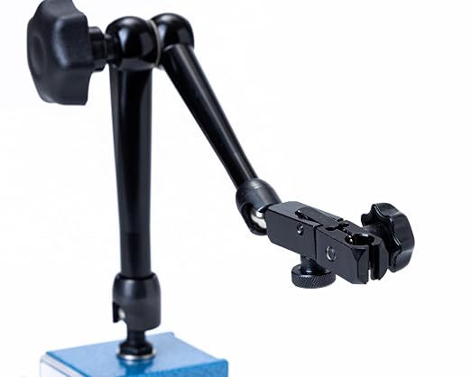 PEC Tools Universal Arm Magnetic Base with Mechanical Locking System, 176lb/80kg Holding Force, Fits 6mm & 3/8" Stems and Dovetail, Precision Adjustable Stand for Dial & Test Indicators