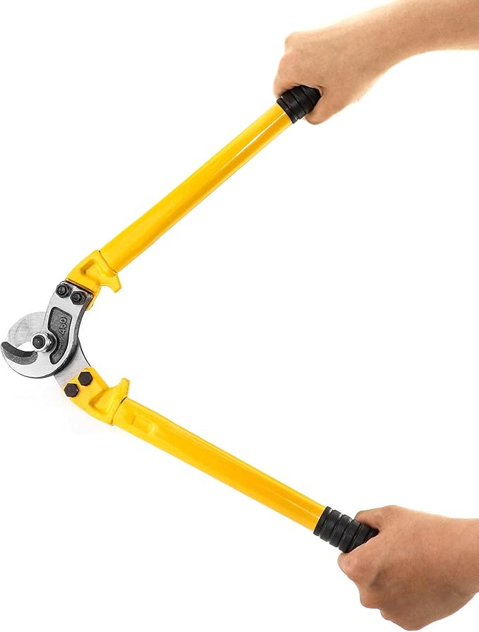 QWORK Hardened Cable Cutter, 18" Heavy Duty Stainless Steel Wire Rope Cutter for Cutting Steel Wire
