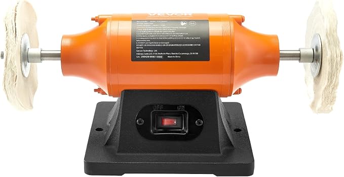 VEVOR 1/2HP Bench Buffer Polisher, 6-inch Bench Polishing Buffing Machine, 3450RPM Single Speed Benchtop Polisher with 2PCS Cloth Wheels & Cast Iron Base for Metal, Jewelry, Wood Polishing