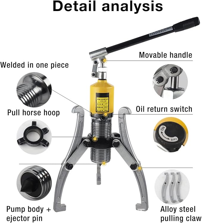 Hydraulic Gear Puller, 15 Ton Max Capacity, 4"- 12" Hydraulic Puller Separator Tool, 2 or 3 Jaws Bearing Hub Separator, for Pulling Hubs, Bearings, Gears, Bearings