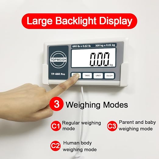 Medical Scale with Portable Carrying Bag, Large Remote Display, Floor Physician Scale, 660lbs / 0.02lb, Longer Coiled Cord, Heavy Duty Digital Scale for Body Weight, Measure in kg/oz/lb